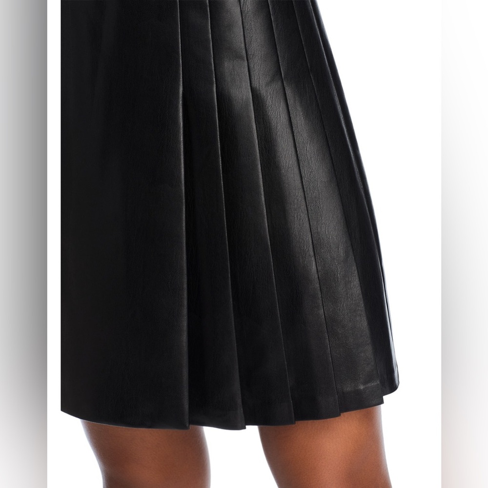 Alice + Olivia Chara Long Sleeve Mesh & Faux Leather Mini Dress - Picture 7 of 12